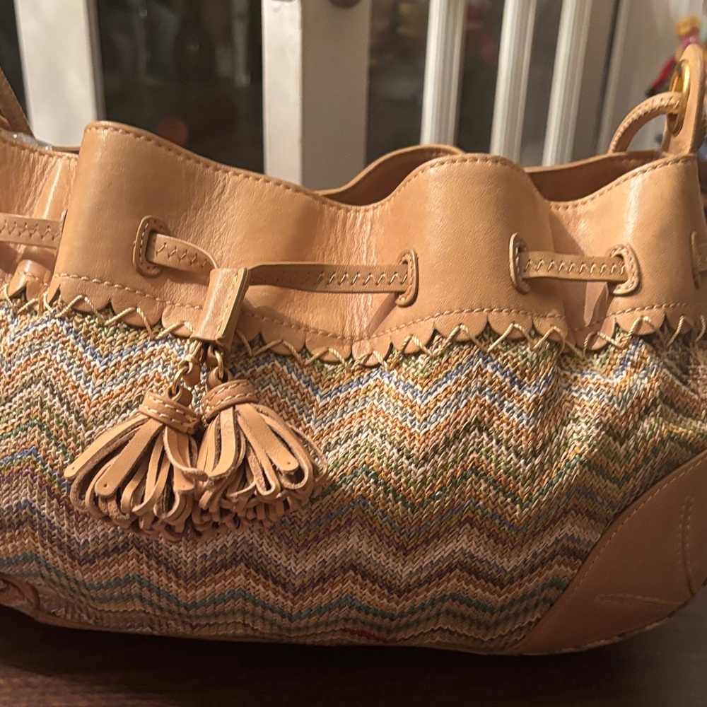 Cole Haan Tan and Multicolor Shoulder Bag